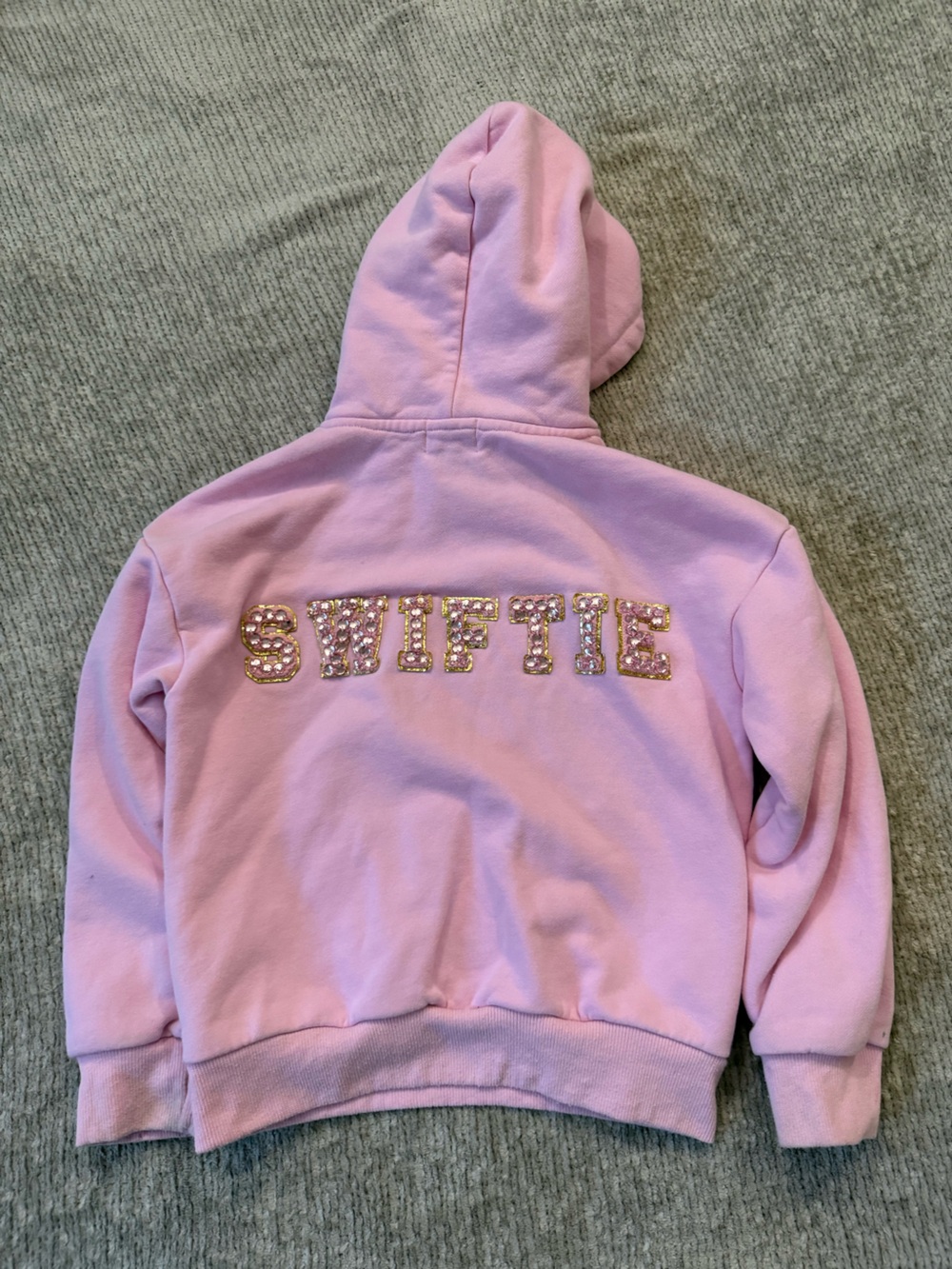 Lola And The Boys Girls Size 8 Pink Swiftie Rhinestone Hoodie Sweatshirt